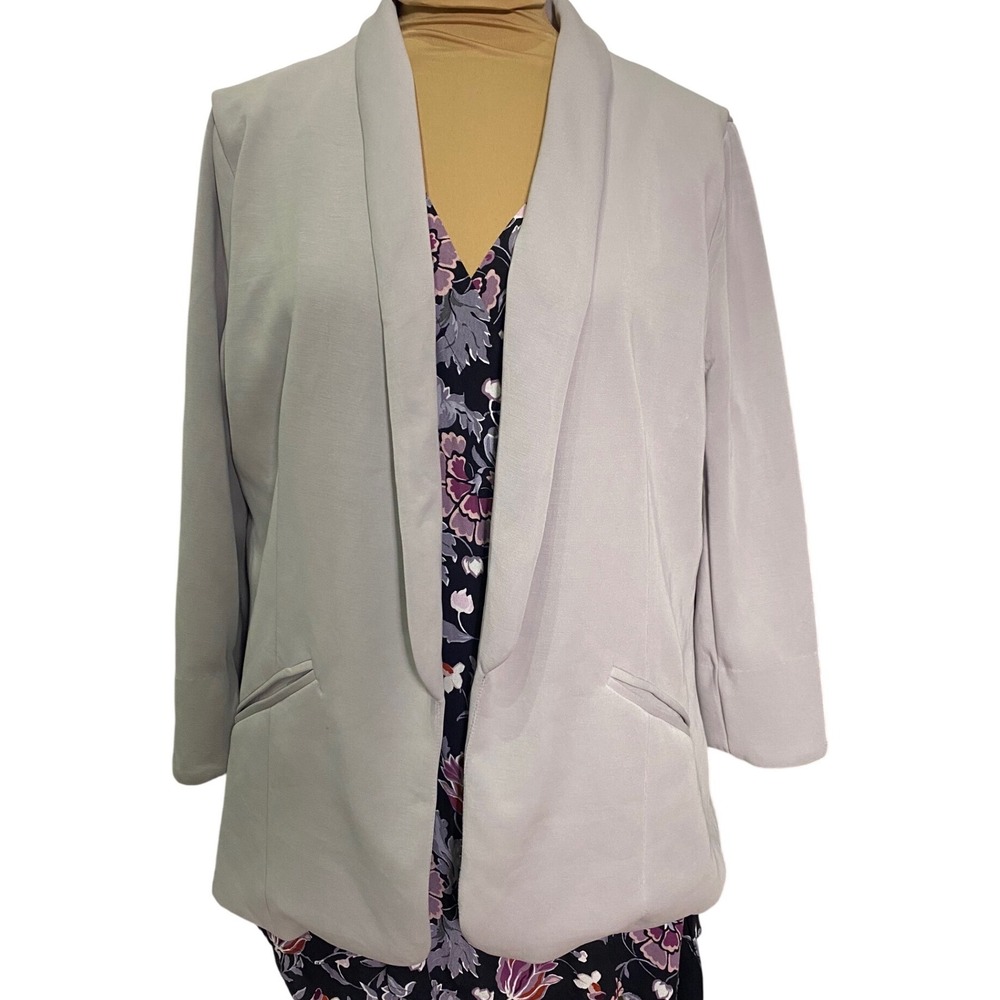 Skies Are Blue Womens XXL Lavender Grey Shawl Collar Open Front Blazer NWT 22604